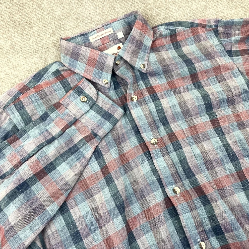 Stanley Blacker Shirt Men Medium Multicolor Plaid Classic Fit Collar Button Down